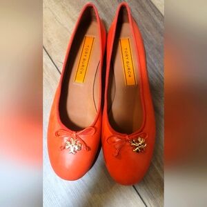 Tory Burch charm ballet goat leather flats
